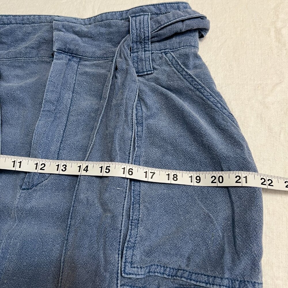 Free People Utility Cargo Midi Skirt Blue Belted Pockets Women's Size 12 - Picture 8 of 10